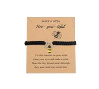 BLEOUK Bee You Tiful Wish Positivity Bracelet, Bumble Bee Bracelet, 7.5 inches, Metal, Unisex, Slide Clasp, Wristband