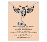 BLEOUK Biker Memorial Necklace Motorcycle Memorial Gift Remembrance Jewelry Motorcycle Bike Rider Sympathy Gifts For Lost Of Dad Husband Grandpa, S, Metal, na unknow