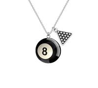 BLEOUK Billiard Necklace Billiard Jewelry Billiard Player Gift 8 Ball Pool Lover Gift Billiard Coach Gift Billiard Gift, S, Metal, na unknow