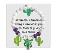 BLEOUK Cactus Charm Bead Bracelet Jewelry Present Cactus Encouragement Gift For Women Cactus Desert Plant Mom Present, S, Metal, na unknow