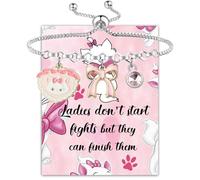 BLEOUK Cartoon Cat Charm Bracelet The Pink Lover Gift For Her Cat Lady Movie Themed Jewelry, S, Metal, na unknow