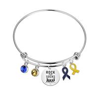 BLEOUK Down Syndrome Awareness Bracelet Trisomy 21 Gift Down Syndrome Gift Rock Your Socks World Down Syndrome Day Jewelry, S, Metal, na unknow