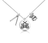 BLEOUK Drum Necklace Drummer Gifts For Men Women Drum Lover Gift Drumming Jewelry Drum Accessories, S, Metal, na unknow