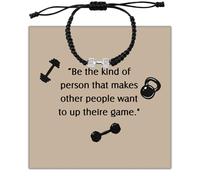 BLEOUK Fitness Dumbbell Charm Bracelet Gym Workout Trainer Gift Fitness Lover Encourage Gifts Weight Lifting Themed Present, S, Metal, na unknow