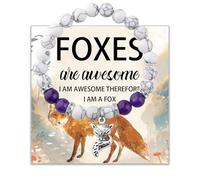 BLEOUK Fox Bracelet Fox Lover Gift Fox Jewelry Fox Bead Bracelet for Wildlife Animal Themed Merch, S, Metal, na unknow