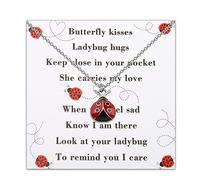 BLEOUK Ladybug Hugs Ladybug Necklace Missing You Gift Thinking of You Gift Sending a Hug Ladybird Jewelry, Large, Metal, na unknow