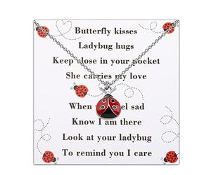 BLEOUK Ladybug Hugs Ladybug Necklace Missing You Gift Thinking of You Gift Sending a Hug Ladybird Jewelry, Large, Metal, na unknow