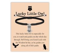 BLEOUK Lucky Owl Bracelet Owl Gifts For Owl Lovers Inspirational Quote Good Luck Owls Charm Jewelry For Best Friend (Owl bracelet)