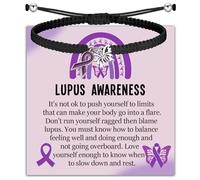 BLEOUK Lupus Awareness Bracelet lupus Warrior Gifts Purple Ribbon Lupus Recovery Encouragement Present For Women, S, Metal, na unknow