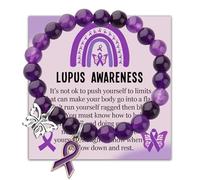 BLEOUK Lupus Awareness Bracelet lupus Warrior Gifts Purple Ribbon Lupus Recovery Encouragement Present For Women, S, Metal, na unknow