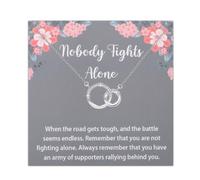 BLEOUK Nobody Fight Alone necklace Cancer Survivor Warrior Gift for Cancer Recovery Anxiety Relief Emotional Strength Jewellery, Metal, na unknow
