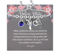 BLEOUK Police Wife Bracelet Police Wife Gift Thin Blue Line Jewelry Police Officer Wife Bracelet Anniversary Jewelry For Wife, S, Metal, na unknow