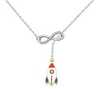 BLEOUK Rocket Necklace Space Gifts Sci Fi Lover Gifts Rocket Ship Charm Necklace Space Ship Jewelry, Metal, na unknow