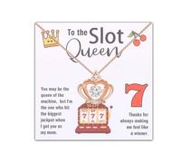 BLEOUK Slot Machine Queen Necklace Gambler Mom Gift Casino Lover Mom Gift Jackpot Gambling Mom Jewelry, Metal, na unknow