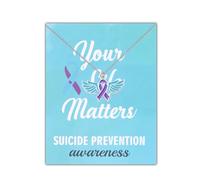 BLEOUK Suicide Awareness Necklace Suicide Awareness Jewelry Suicide Prevention Awareness Themed Gift, S, Metal, na unknow