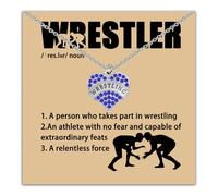 BLEOUK Wrestling Necklace Wrestler Gift Wrestling Coach Team Gift Training Inspirational Jewelry, S, Metal, na unknow