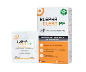 Blephaclean PF Daily Eyelid Wipes - Gentle Cleansing for the eyelids and skin around the eyes, Suitable for Babies (over 3 months old), children & adults, 20 Sterile Plastic-Free Wipes