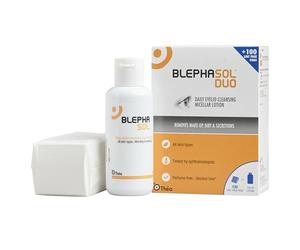 Blephasol Duo 100 ml Micellar Eyelid Cleansing Lotion with 100 Lint-Free Pads | Effective and Gentle Cleansing for Make-Up Removal, Inflamed and Sensitive Eyelids | Soap & Alcohol-Free