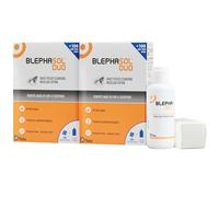 Blephasol Duo Eyelid Cleanser + 200 Pads, for Sensitive Eyelids, 2 x 100ml | Micellar lotion for daily eyelid cleansing and make-up removal, 200 lint-free pads