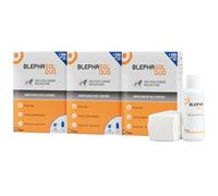Blephasol Duo Eyelid Cleanser + 300 Pads, Sensitive Eyelids, 3 x 100ml | Micellar lotion for daily eyelid cleansing and make-up removal, 300 lint-free pads
