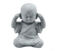 BlesConi 1 Unit Small Buddha Monk Figurine Sandstone Resin Statue for Outdoor Garden Indoor Home Decoration Finish See No Evil 4x5x6cm(D)