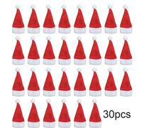 BlesConi 30 Pcs Christmas Tableware Hats 6x12cm Red and White Non-Woven Small Decorations for Holiday Party Ornaments