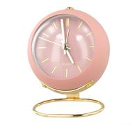 BlesConi Alarm Clocks, Silent Operation with Glow-in-the-Dark Luminous Hands for Bedroom, Simple Metal Bedside or Desk Clock for Study and Office Use(Pink)