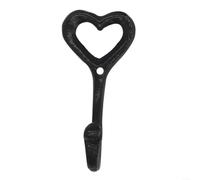 BlesConi Black Cast Iron Heart Wall Hooks, Shabby Chic Vintage Coat Rack for Bathroom Bedroom Kitchen, Heavy Duty Traditional Key Holder, Easy Installation, 12cm(1pcs)