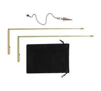 BlesConi Brass Dowsing Rods and Pendulum Kit, Adjustable Copper Divining Rods for Water Divining and Treasure Hunting, Portable Detection Tool for All Levels(Gold)