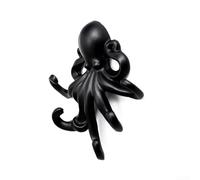 BlesConi Cast Iron Octopus Wall Hook Nordic Design for Entryway Bathroom or Kitchen Organisation - Black