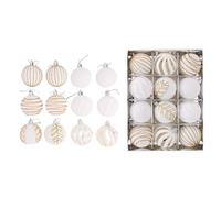BlesConi Christmas Ball Ornaments 12 PCS 6 cm PET with Flocking for Holiday Tree Wedding Party Decorations Red White (B)