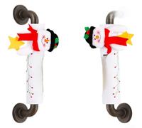 BlesConi Christmas Door Handle Covers with Santa Snowman Reindeer Fabric for Holiday Home Decoration