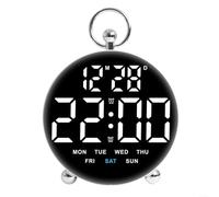 BlesConi Digital Alarm Clock Knock Sensor LED Time Date Temp Display Low Light Mode for Power Save Round Home Dorm Decor White(White)