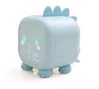 BlesConi Dinosaur Alarm Clock with Night Light and Sound Control, Digital Kids Bedside Clock with Dual Alarms, Snooze, Countdown Timer, Soft Silicone, USB Rechargeable 1500mAh Battery