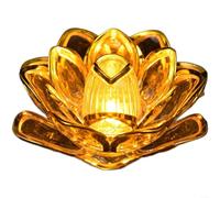 BlesConi Electronic Lotus Flower Candle Lamp, Realistic LED Flicker Red Gold Buddhist Offering Light, Safe Decor for Temple Home Party, Compact 11.5cm(Gold)