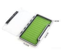 BlesConi Fly Fishing Tackle Box, Transparent Silicone Lid, One-Side Slim Design, Waterproof & Drop-Resistant, Green