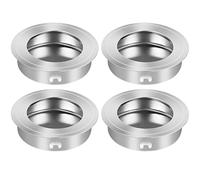 BlesConi for 4 Pack Stainless Steel Flush Pull Handle, 40mm Round Recessed Cabinet Door Drawer Knob, for Sliding Doors, Silver