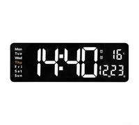 BlesConi for LED Digital Wall Clock 16 Inch Large Display with Temperature Date Day Alarm Function Remote Control Green