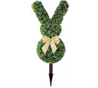 BlesConi Green Plastic Easter Bunny Topiary Plant, Rabbit Shaped Artificial Garden Decor for Porch Patio, for Outdoor Indoor Spring Festival Ornament(Style 2)
