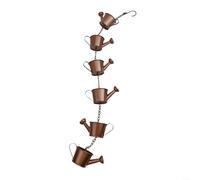 BlesConi Metal Rain Chain with Wind Chime, 1M Outdoor Downspout Alternative for Roofs/Awnings/Sheds/Copper Tone(Kettle)