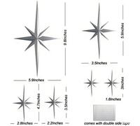 BlesConi Modern Retro 3D Star Wall Sculpture Set of 6 Plastic Stars in Silver Black Gold for Home Decor