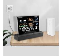 BlesConi Multi-Zone Wireless Weather Station with Color Display, Indoor Outdoor Thermo-Hygrometer, Dynamic Weather Forecast, Adjustable Backlight, Alarm Function