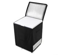 BlesConi Outdoor Chest Freezer Cover Waterproof Double Opening Top Design With Air Vents and Storage Pocket for 7.0 Cubic Feet(black 71.12 x 58.42 x 86.36 cm)