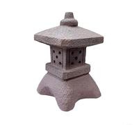 BlesConi Outdoor Solar Pagoda Garden Statue, Grey Polyresin Zen Lantern Light for Yard Landscape and Patio Decor(A)