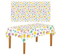 BlesConi Rectangular Easter Tablecloth Waterproof Plastic Table Cover with Vibrant Bunny and Egg Print for Spring Party Decor(Easter No. 2 137 * 274)
