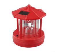 BlesConi Rotating Solar Lighthouse Light, Outdoor Garden Lawn Lamp with 2 Panels, Dusk to Dawn ABS Waterproof Decor for Landscape Black(red)