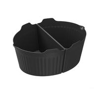 BlesConi Slow Cooker Liner Divider for 6-8 Quart Oval Crockpot, Reusable Silicone Insert, Dishwasher Safe, Black