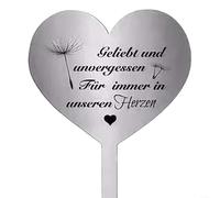 BlesConi Stainless Steel Heart-Shaped Grave Decoration for Cemetery, 28 x 12 cm Weather Resistant Memorial Lawn Ornament(D)