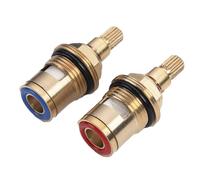 BlesConi Tap Valve Cartridge Replacement Ceramic Disc Gland Quarter Turn 20 Teeth G1/2" for Faucet Repair(Red + Blue)