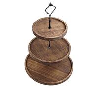 BlesConi Wooden Three-Tier Cake Stand Rack with 3-Layer Tray for Dessert Table, Weddings, Parties (B)